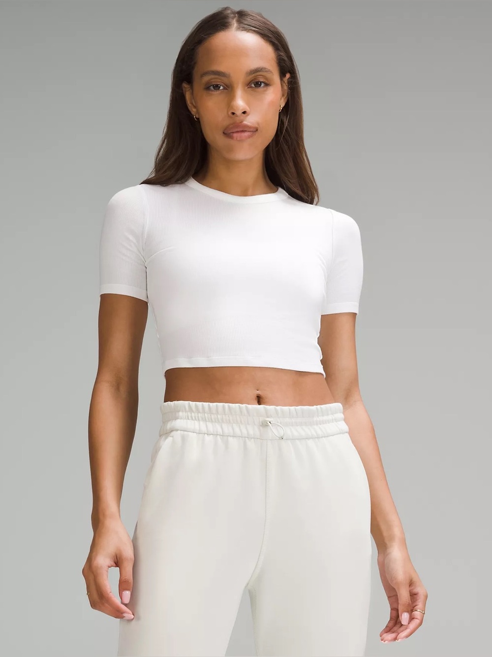 Lululemon Hold Tight Straight-Hem Cropped T-Shirt White Size 4 NWT